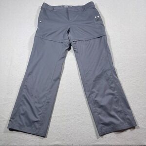 Under Armour HeatGear Pants Women 14 Gray Semi-Fitted Zip-Off Convertible Hiking